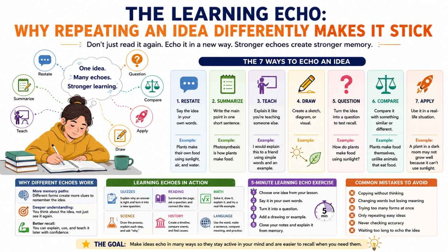 The Learning Echo: Why Repeating an Idea Differently Makes It Stick